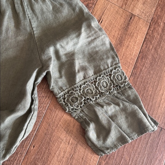 Adorable Olive Green Dress with Lace Accents - Picture 5 of 9